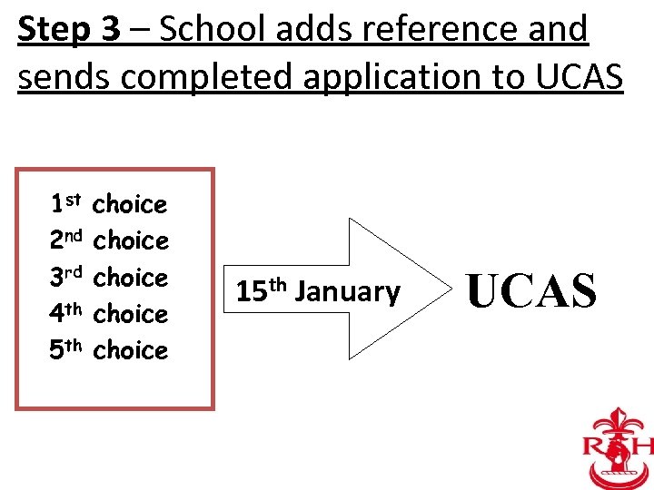 Step 3 – School adds reference and sends completed application to UCAS 1 st