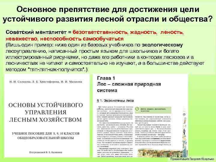 Основное препятствие для достижения цели устойчивого развития лесной отрасли и общества? Советский менталитет =