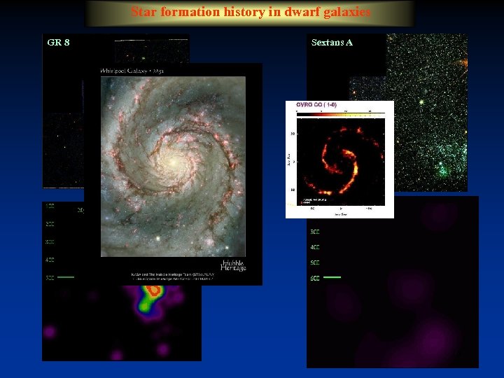 Star formation history in dwarf galaxies GR 8 Sextans A 16 