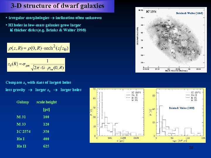 3 -D structure of dwarf galaxies IC 2574 Brinks & Walter (1998) • irregular