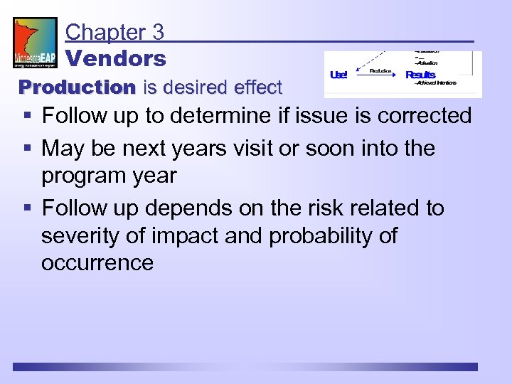 Chapter 3 Vendors Production is desired effect § Follow up to determine if issue