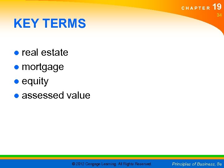 CHAPTER KEY TERMS 19 34 ● real estate ● mortgage ● equity ● assessed