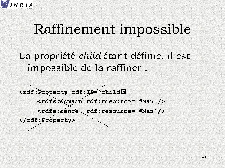 Raffinement impossible La propriété child étant définie, il est impossible de la raffiner :