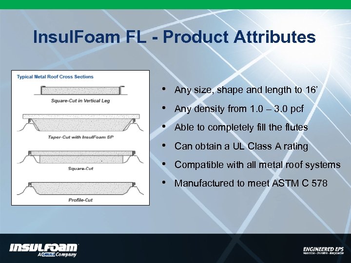 Insul. Foam FL - Product Attributes • Any size, shape and length to 16’