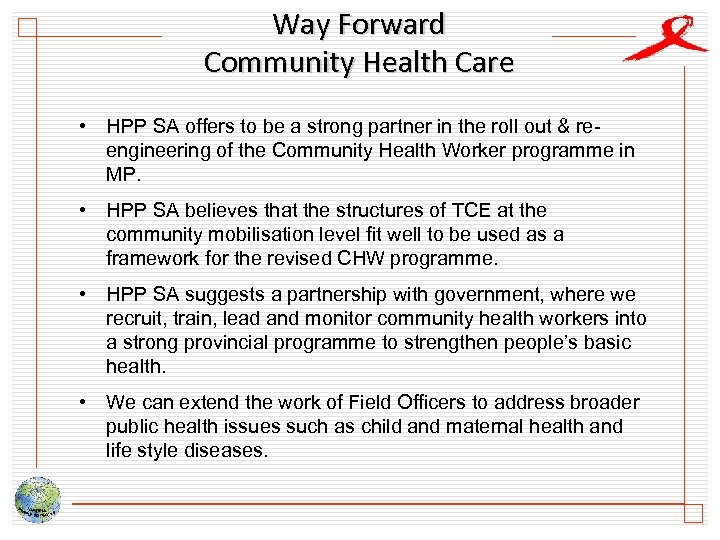 Way Forward Community Health Care • HPP SA offers to be a strong partner