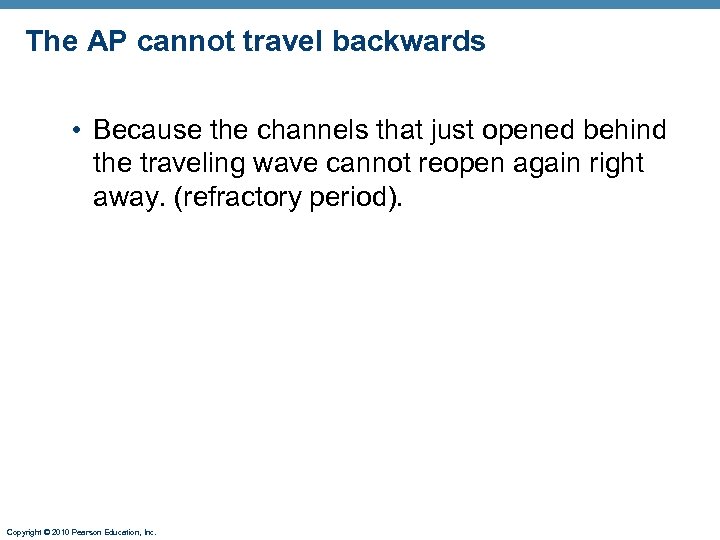 The AP cannot travel backwards • Because the channels that just opened behind the