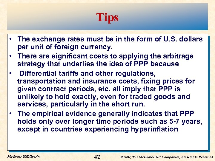 Tips • The exchange rates must be in the form of U. S. dollars