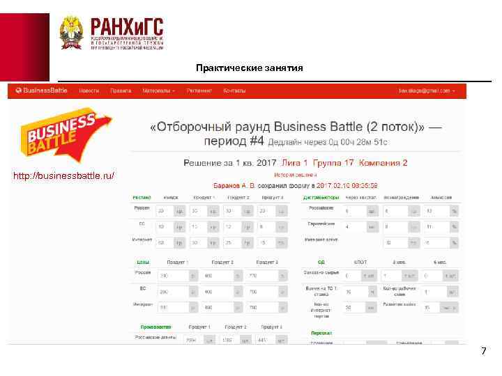 Практические занятия http: //businessbattle. ru/ 7 