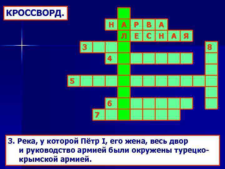КРОССВОРД. Н А Л 3 Р В А Е С Н А Я 8