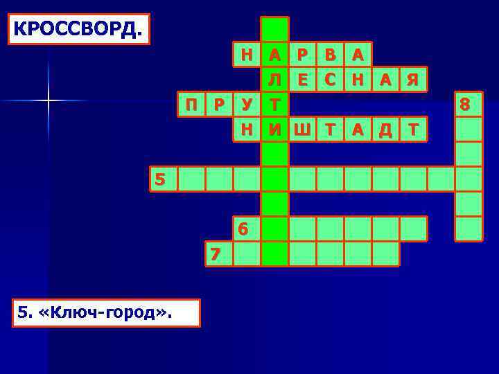 КРОССВОРД. Н А Л П Р У Т Н И 5 6 7 5.