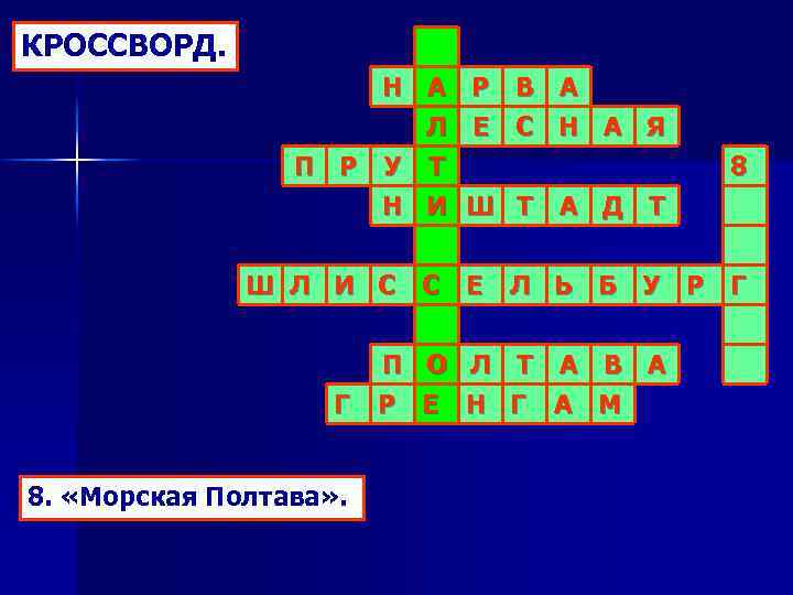 КРОССВОРД. Н А Л П Р У Т Н И Р В А Е