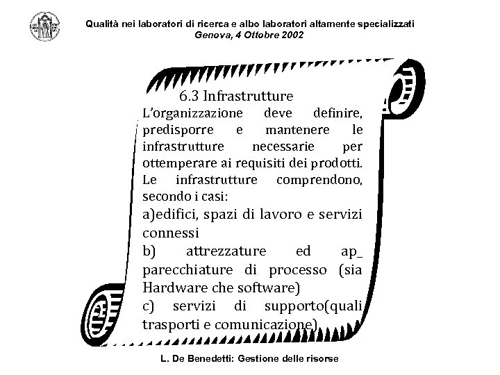 Qualità nei laboratori di ricerca e albo laboratori altamente specializzati Genova, 4 Ottobre 2002