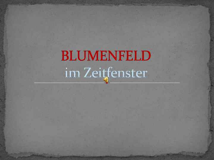 BLUMENFELD im Zeitfenster 