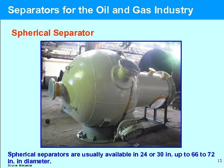  Separators for the Oil and Gas Industry Spherical Separator Spherical separators are usually