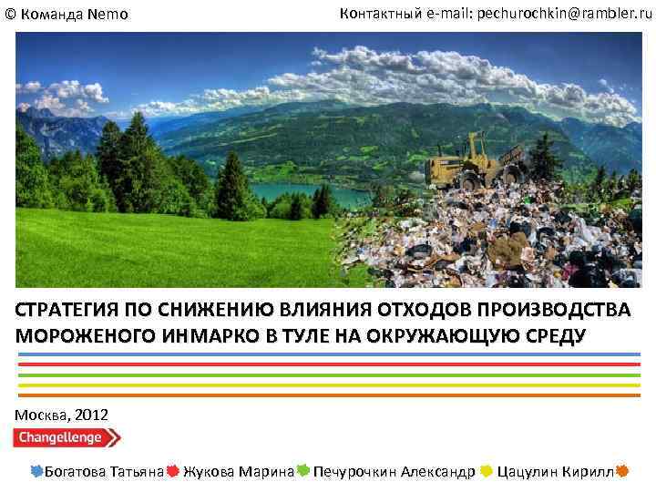 Контактный e mail: pechurochkin@rambler. ru © Команда Nemo СТРАТЕГИЯ ПО СНИЖЕНИЮ ВЛИЯНИЯ ОТХОДОВ ПРОИЗВОДСТВА