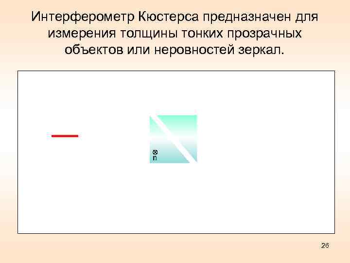 Интерферометр Кюстерса предназначен для измерения толщины тонких прозрачных объектов или неровностей зеркал. 26 