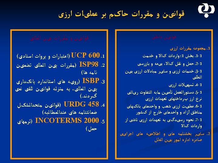  ﻗﻮﺍﻧیﻦ ﻭ ﻣﻘﺮﺭﺍﺕ ﺣﺎکﻢ ﺑﺮ ﻋﻤﻠیﺎﺕ ﺍﺭﺯی ﻗﻮﺍﻧیﻦ ﺩﺍﺧﻠی ﻗﻮﺍﻧیﻦ ﻭ ﻣﻘﺮﺭﺍﺕ ﺑیﻦ