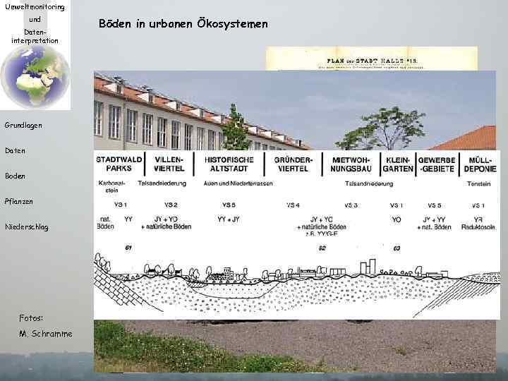 Umweltmonitoring und Dateninterpretation Böden in urbanen Ökosystemen die Kulturschicht Grundlagen Cd, Pb Daten Boden