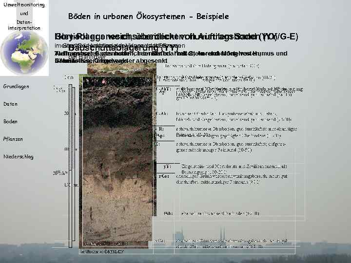 Umweltmonitoring und Dateninterpretation Böden in urbanen Ökosystemen - Beispiele Hortisol aus weichselzeitlichem fluviatilem Sand