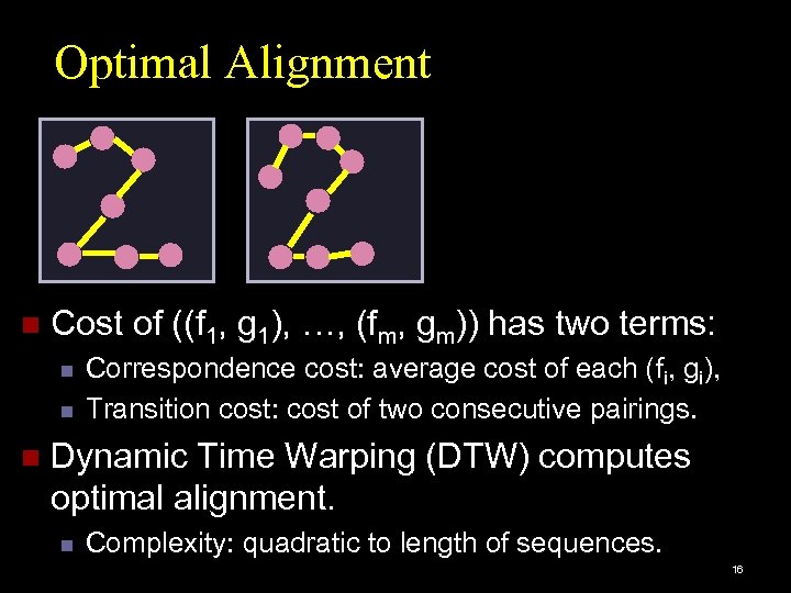 Optimal Alignment n Cost of ((f 1, g 1), …, (fm, gm)) has two
