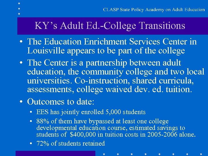 KY’s Adult Ed. -College Transitions • The Education Enrichment Services Center in Louisville appears