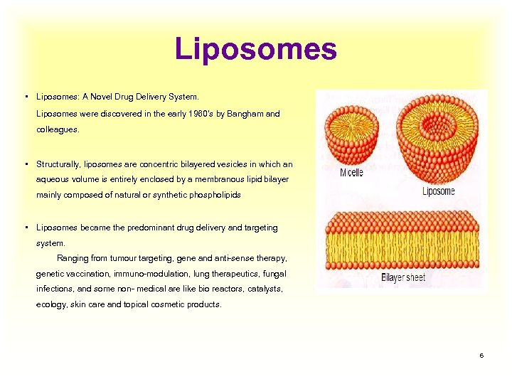 Liposomes • Liposomes: A Novel Drug Delivery System. Liposomes were discovered in the early