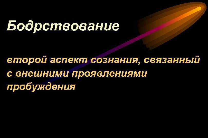 Бодрствование второй аспект сознания, связанный с внешними проявлениями пробуждения 