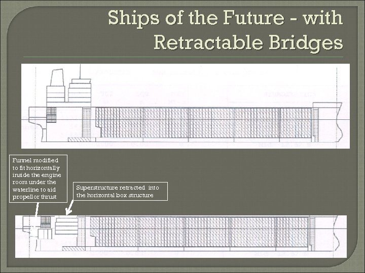 Ships of the Future - with Retractable Bridges Funnel modified to fit horizontally inside