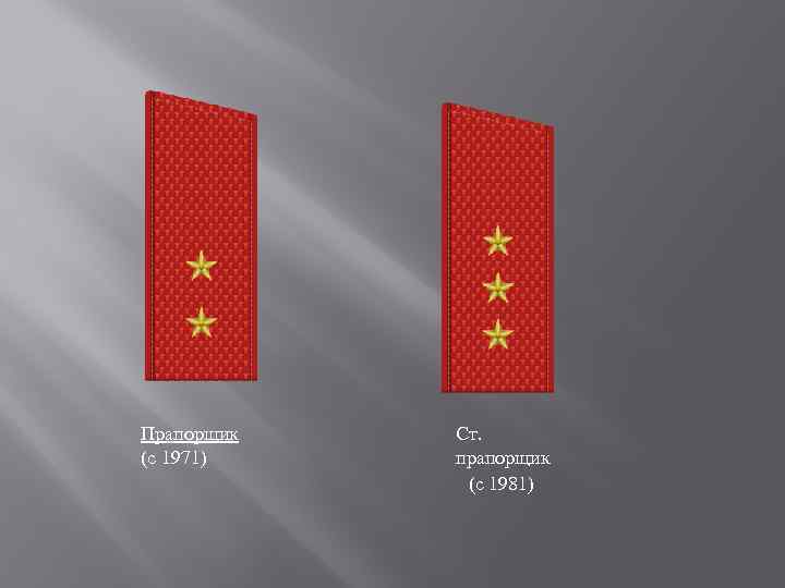 Прапорщик (с 1971) Ст. прапорщик (с 1981) 