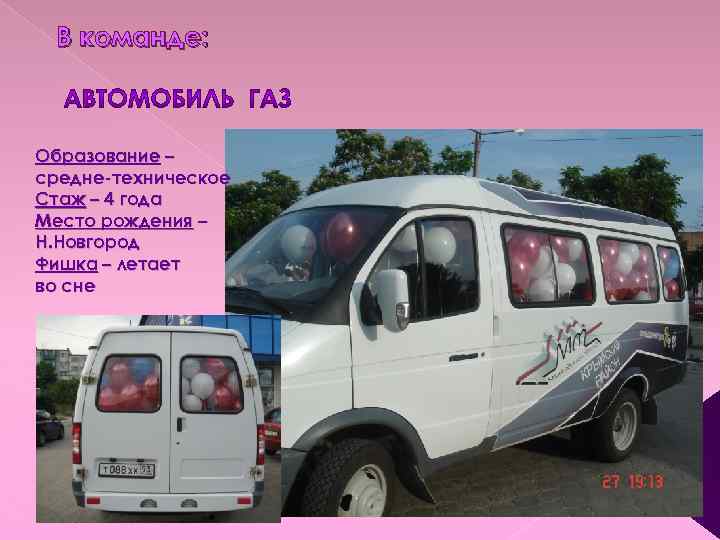 В команде: Образование – средне-техническое Стаж – 4 года Место рождения – Н. Новгород