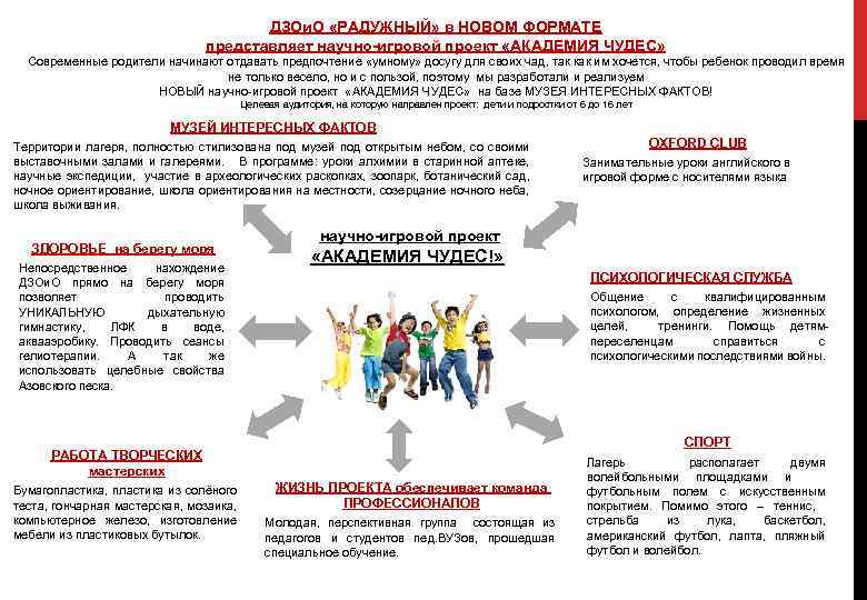 ДЗОи. О «РАДУЖНЫЙ» в НОВОМ ФОРМАТЕ представляет научно-игровой проект «АКАДЕМИЯ ЧУДЕС» Современные родители начинают