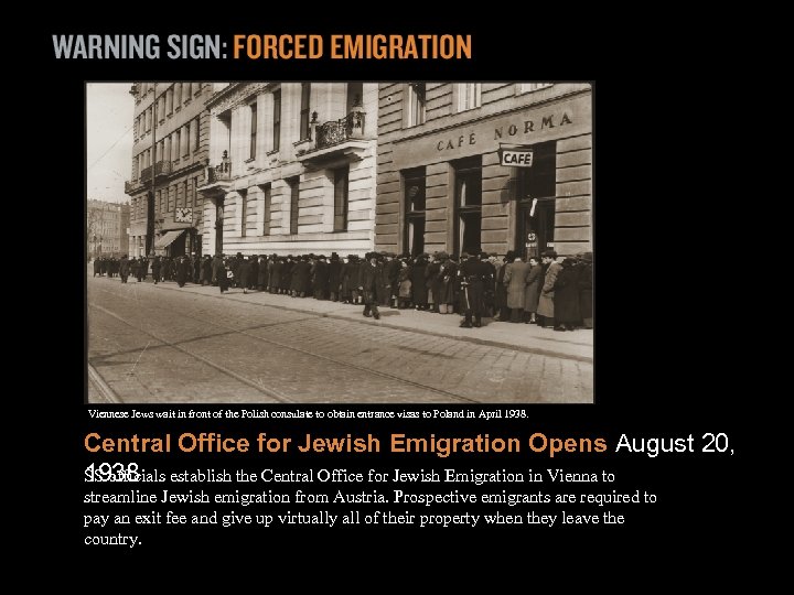 Viennese Jews wait in front of the Polish consulate to obtain entrance visas to
