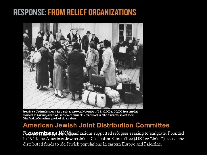 Jews in the Sudetenland wait for a train to safety in November 1938. 20,