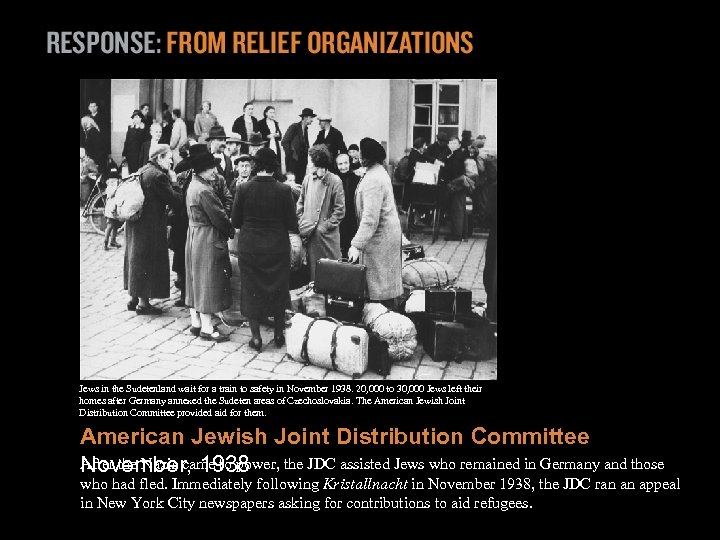 Jews in the Sudetenland wait for a train to safety in November 1938. 20,