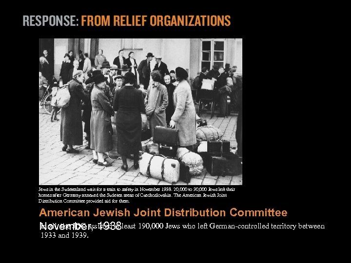 Jews in the Sudetenland wait for a train to safety in November 1938. 20,