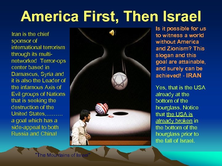 America First, Then Israel Iran is the chief sponsor of international terrorism through its