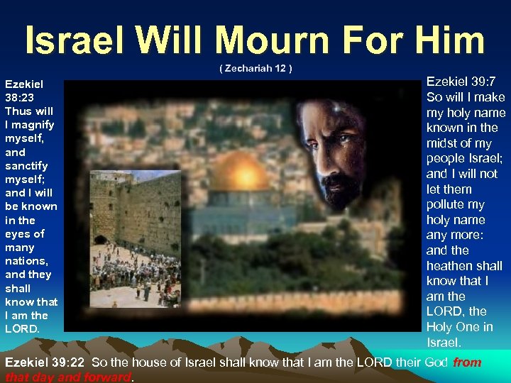 Israel Will Mourn For Him ( Zechariah 12 ) Ezekiel 38: 23 Thus will