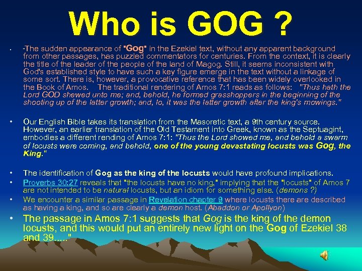 Who is GOG ? The sudden appearance of 