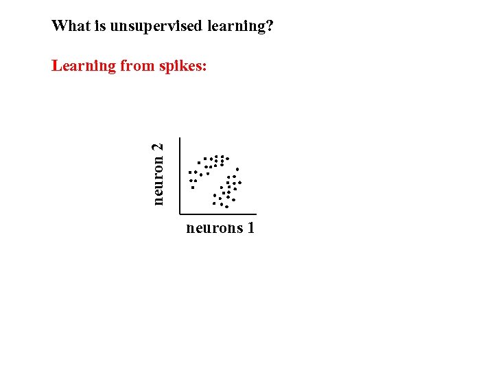 What is unsupervised learning? neuron 2 Learning from spikes: neurons 1 