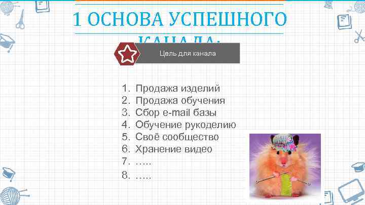 1 ОСНОВА УСПЕШНОГО КАНАЛА: Цель для канала 1. 2. 3. 4. 5. 6. 7.