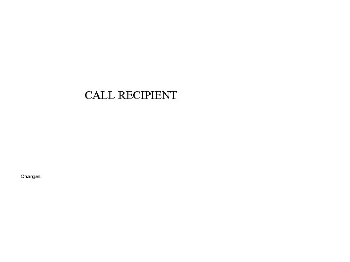 CALL RECIPIENT Changes: 