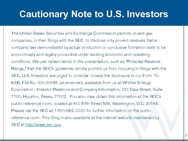 Cautionary Note to U. S. Investors The United States Securities and Exchange Commission permits