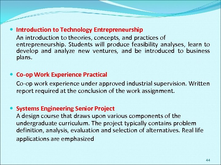  Introduction to Technology Entrepreneurship An introduction to theories, concepts, and practices of entrepreneurship.