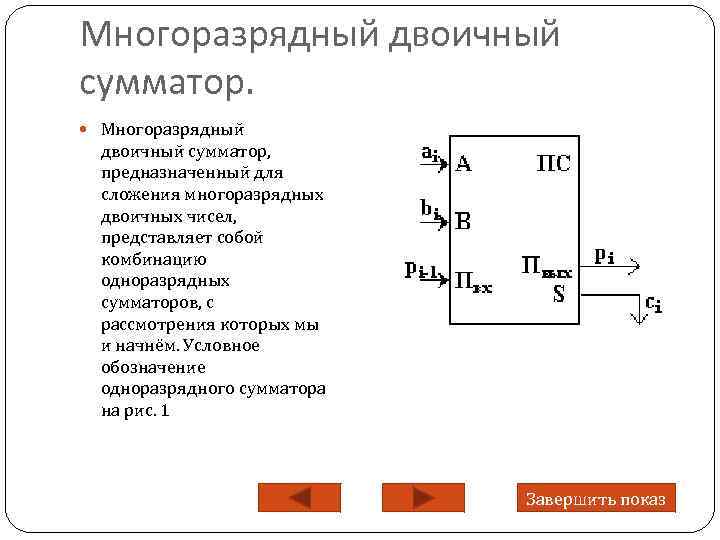 Сумматор двоичных чисел