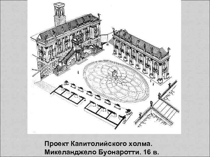 Проект Капитолийского холма. Микеланджело Буонаротти. 16 в. 