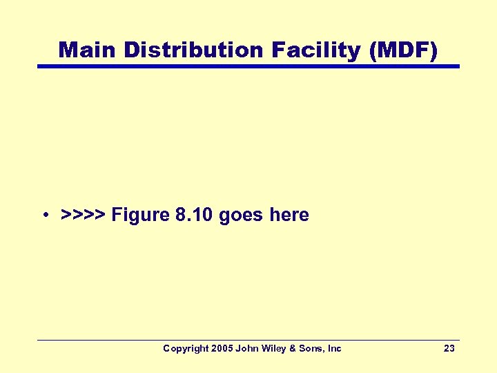 Main Distribution Facility (MDF) • >>>> Figure 8. 10 goes here Copyright 2005 John