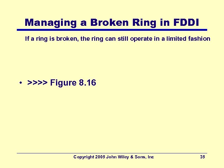 Managing a Broken Ring in FDDI If a ring is broken, the ring can