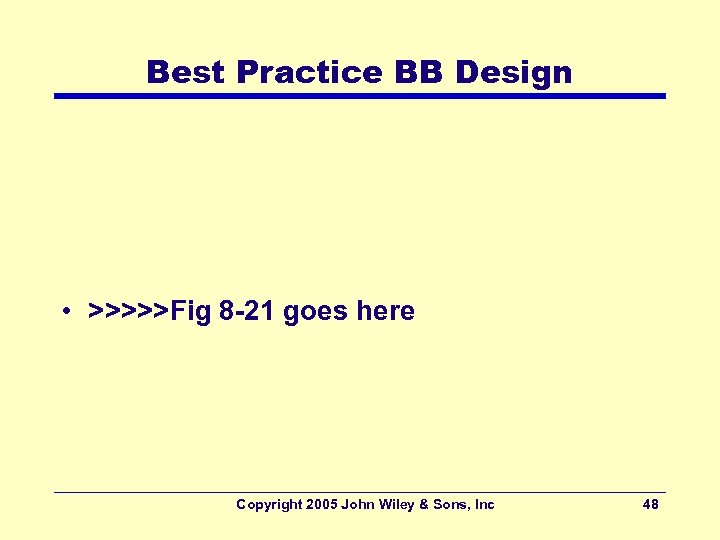 Best Practice BB Design • >>>>>Fig 8 -21 goes here Copyright 2005 John Wiley