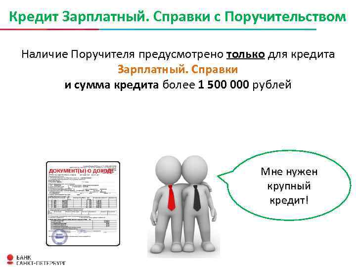 Кредит Зарплатный. Справки с Поручительством Наличие Поручителя предусмотрено только для кредита Зарплатный. Справки и