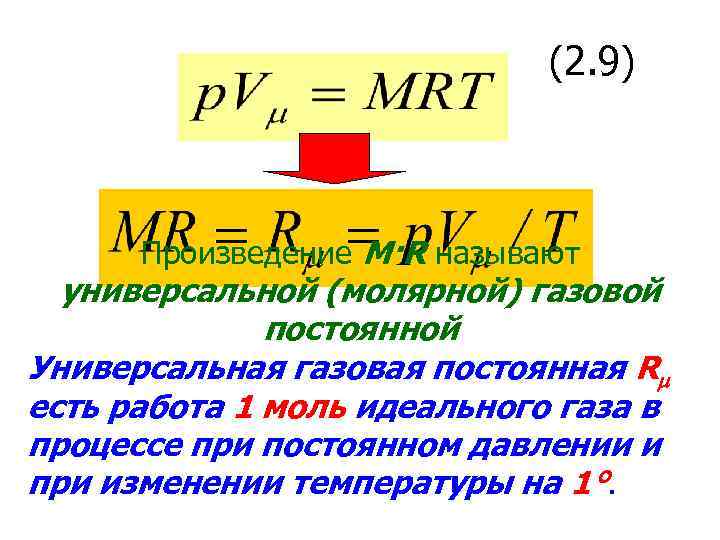 (2. 9) Произведение M·R называют универсальной (молярной) газовой постоянной Универсальная газовая постоянная Rm есть